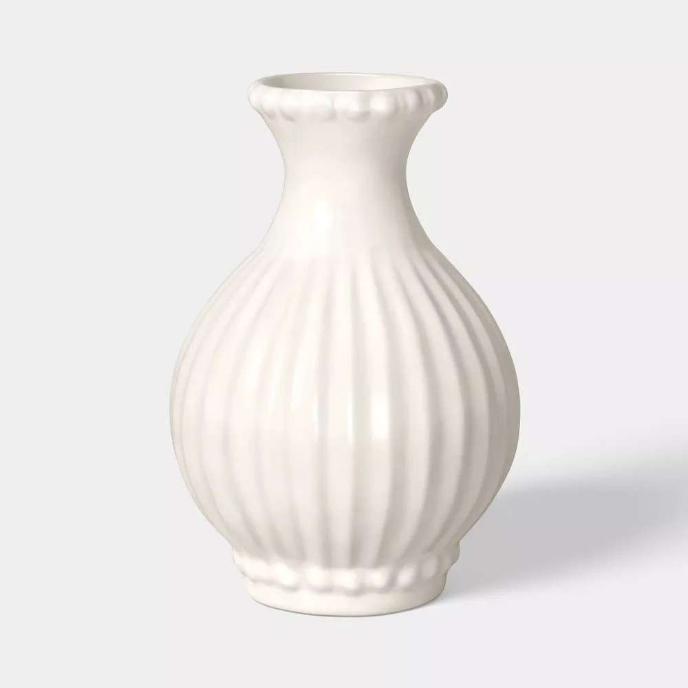 6" Beaded Ceramic Bud Vase Ivory - Threshold, Target